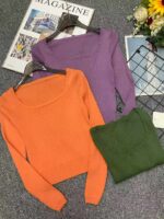 203pcs Spring Plain Minimalist Stretch Slim-Fit Long Sleeve Knit Tops | Chinese Clothing Stock Lot Wholesale at 5.4 CNY Each - Image 9