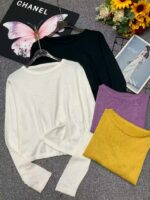 Chinese Clothing Stock Lot: Korean Style Spring Plain Irregular Hem Crew Neck Long Sleeve Knit Tops - 282 Pcs, Multi-Color, Bulk Wholesale - Image 8