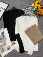 260pcs Fall & Winter Color-Block Ribbed Stretch Slim-Fit Long Sleeve Knit Sweaters | Stock Lot Full Take at CNY6.4/Piece, Individually Packed - Image 8