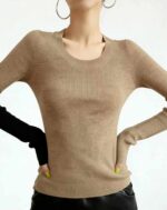 260pcs Fall & Winter Color-Block Ribbed Stretch Slim-Fit Long Sleeve Knit Sweaters | Stock Lot Full Take at CNY6.4/Piece, Individually Packed - Image 4