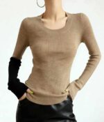 260pcs Fall & Winter Color-Block Ribbed Stretch Slim-Fit Long Sleeve Knit Sweaters | Stock Lot Full Take at CNY6.4/Piece, Individually Packed - Image 3