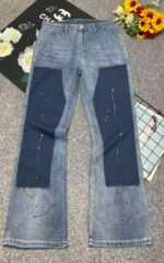 Spring New American Retro Color Block Patchwork Straight-Leg Denim Pants - 155 Pcs, Bulk Stock Lot Wholesale, All Clearance at 10.4 CNY Each - Image 9