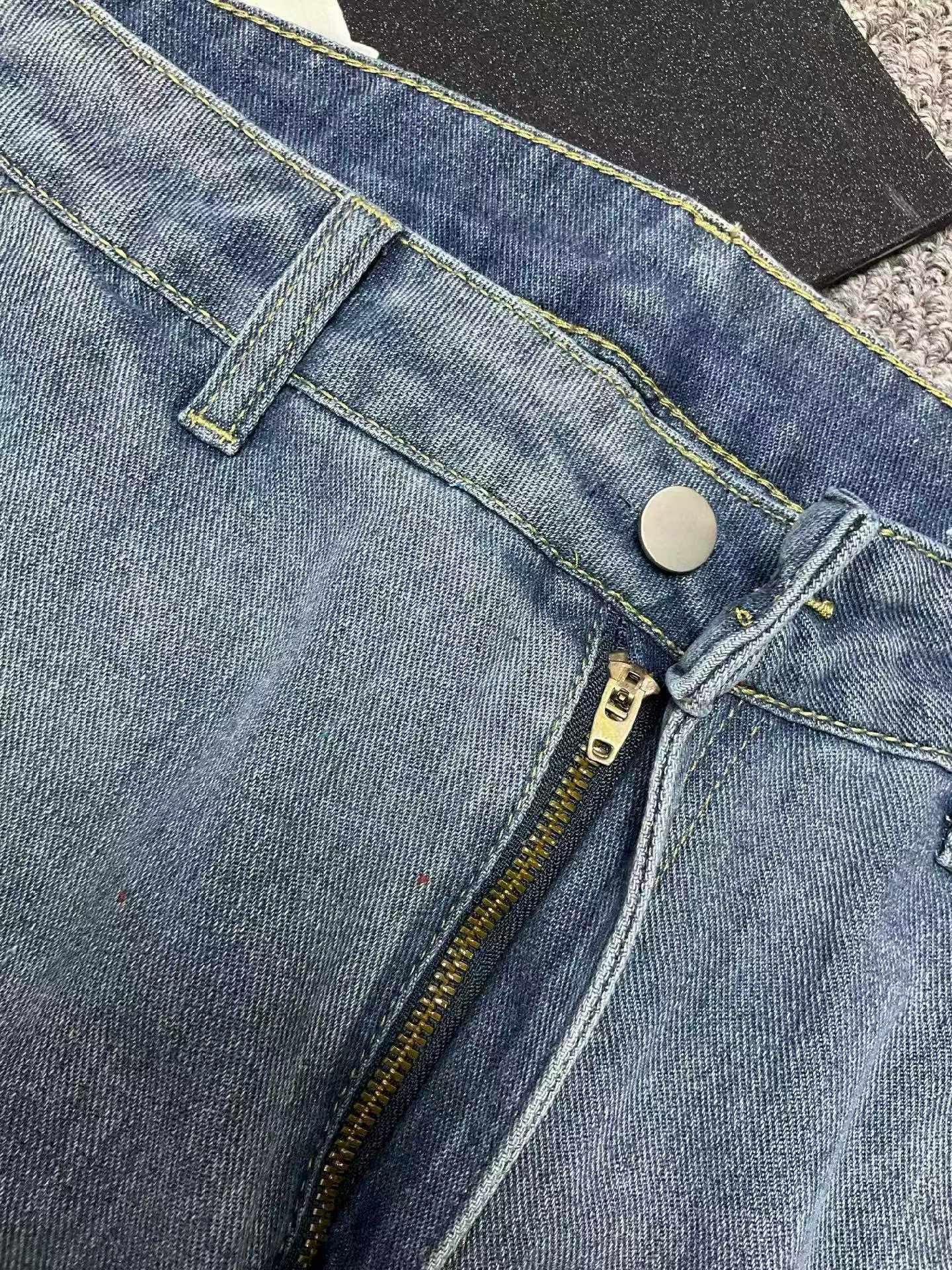 Spring New American Retro Color Block Patchwork Straight-Leg Denim Pants - 155 Pcs, Bulk Stock Lot Wholesale, All Clearance at 10.4 CNY Each - Image 2