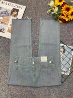 Spring & Summer New Light Blue Raw Hem Straight Wide-Leg Cropped Jeans, S-XL Sizes, ~260pcs, Individually Packed with Waist Card, Bulk Stock Clearance @9.3 CNY/Piece | Wholesale Export - Image 9