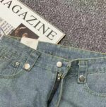 Spring & Summer New Light Blue Raw Hem Straight Wide-Leg Cropped Jeans, S-XL Sizes, ~260pcs, Individually Packed with Waist Card, Bulk Stock Clearance @9.3 CNY/Piece | Wholesale Export - Image 2