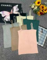 295PCS Summer Plain Stretch Slim-Fit Knitted Halter Tank Tops - Bulk Stock Clothing Wholesale, CNY5.4/PC Full Take - Image 9
