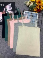 295PCS Summer Plain Stretch Slim-Fit Knitted Halter Tank Tops - Bulk Stock Clothing Wholesale, CNY5.4/PC Full Take - Image 8