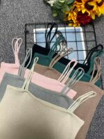 295PCS Summer Plain Stretch Slim-Fit Knitted Halter Tank Tops - Bulk Stock Clothing Wholesale, CNY5.4/PC Full Take - Image 3