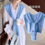 910pcs Spring & Summer Minimalist Solid Knitted Shawls, Soft Stretchy Versatile Wrap, Individually Packed, One Size - Bulk Wholesale Chinese Stock Lot, 4.4 CNY/pc - Image 2