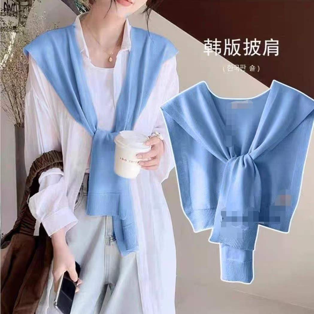 910pcs Spring & Summer Minimalist Solid Knitted Shawls, Soft Stretchy Versatile Wrap, Individually Packed, One Size - Bulk Wholesale Chinese Stock Lot, 4.4 CNY/pc - Image 2