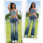 Spring & Summer Branded American Style Loose Stretch Washed Cotton Ripped Micro Flare Jeans - Stock Lot, S-2XL, ~140 Pcs, Bulk Wholesale CNY14.3/PC - Image 3