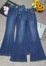 Chinese Clothing Stock Lots: Spring & Autumn High Stretch Loose Multi-Button Micro-Flare Denim Pants, S-2XL, ~80pcs, Full Bulk Wholesale @16.3 CNY/Piece - Image 9