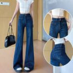 Chinese Clothing Stock Lots: Spring & Autumn High Stretch Loose Multi-Button Micro-Flare Denim Pants, S-2XL, ~80pcs, Full Bulk Wholesale @16.3 CNY/Piece - Image 6