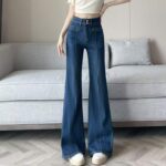 Chinese Clothing Stock Lots: Spring & Autumn High Stretch Loose Multi-Button Micro-Flare Denim Pants, S-2XL, ~80pcs, Full Bulk Wholesale @16.3 CNY/Piece - Image 5