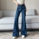 Chinese Clothing Stock Lots: Spring & Autumn High Stretch Loose Multi-Button Micro-Flare Denim Pants, S-2XL, ~80pcs, Full Bulk Wholesale @16.3 CNY/Piece - Image 3