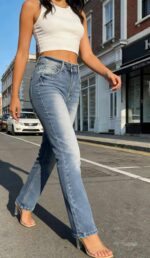 Bulk Wholesale Export Stock Lot: Spring/Summer High Stretch Branded American Style Loose 9/10 Length Jeans, S-2XL, 90 Pieces, Individual Packaging, CNY12.3/Piece - Image 3