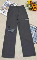 Spring/Summer Vintage Washed Cotton Distressed Straight Wide-Leg Jeans - XS to 2XL, 1072 Pieces, Full Clearance 8.3 CNY/Pc, Independent Packaging with Waist Tag - Image 9