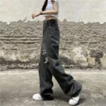 Spring/Summer Vintage Washed Cotton Distressed Straight Wide-Leg Jeans - XS to 2XL, 1072 Pieces, Full Clearance 8.3 CNY/Pc, Independent Packaging with Waist Tag - Image 7