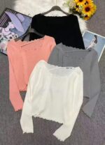 Autumn & Winter Viral Square Neck Ruffled Split Hem Knit Pullover Sweaters - 1110pcs Chinese Clothing Stock Lot, Bulk Wholesale, CNY5.4/pc - Image 8