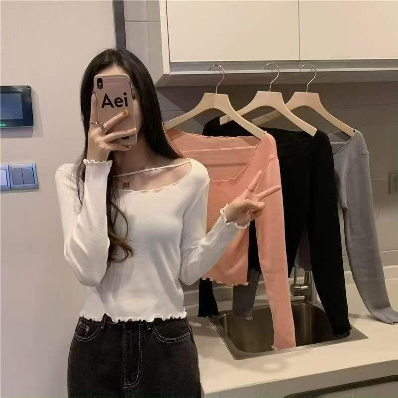 Autumn & Winter Viral Square Neck Ruffled Split Hem Knit Pullover Sweaters - 1110pcs Chinese Clothing Stock Lot, Bulk Wholesale, CNY5.4/pc - Image 2
