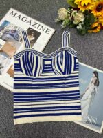 150 Pcs Brand Original Contrast Striped Knit Camisoles, Summer Vintage Niche Design, Soft Stretch Fabric, Tagged & Individually Packed, Full Stock Lot @ 5.4 CNY Each (Wholesale Export) - Image 7