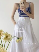 150 Pcs Brand Original Contrast Striped Knit Camisoles, Summer Vintage Niche Design, Soft Stretch Fabric, Tagged & Individually Packed, Full Stock Lot @ 5.4 CNY Each (Wholesale Export) - Image 5
