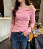 Bulk Stock Clearance: 685PCS Early Autumn Elegant Slant Shoulder Long Sleeve Core Yarn Pullover Sweaters (One Size, Soft Stretchy, Individually Packed) | Wholesale Export - Image 4