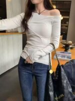 Bulk Stock Clearance: 685PCS Early Autumn Elegant Slant Shoulder Long Sleeve Core Yarn Pullover Sweaters (One Size, Soft Stretchy, Individually Packed) | Wholesale Export - Image 3