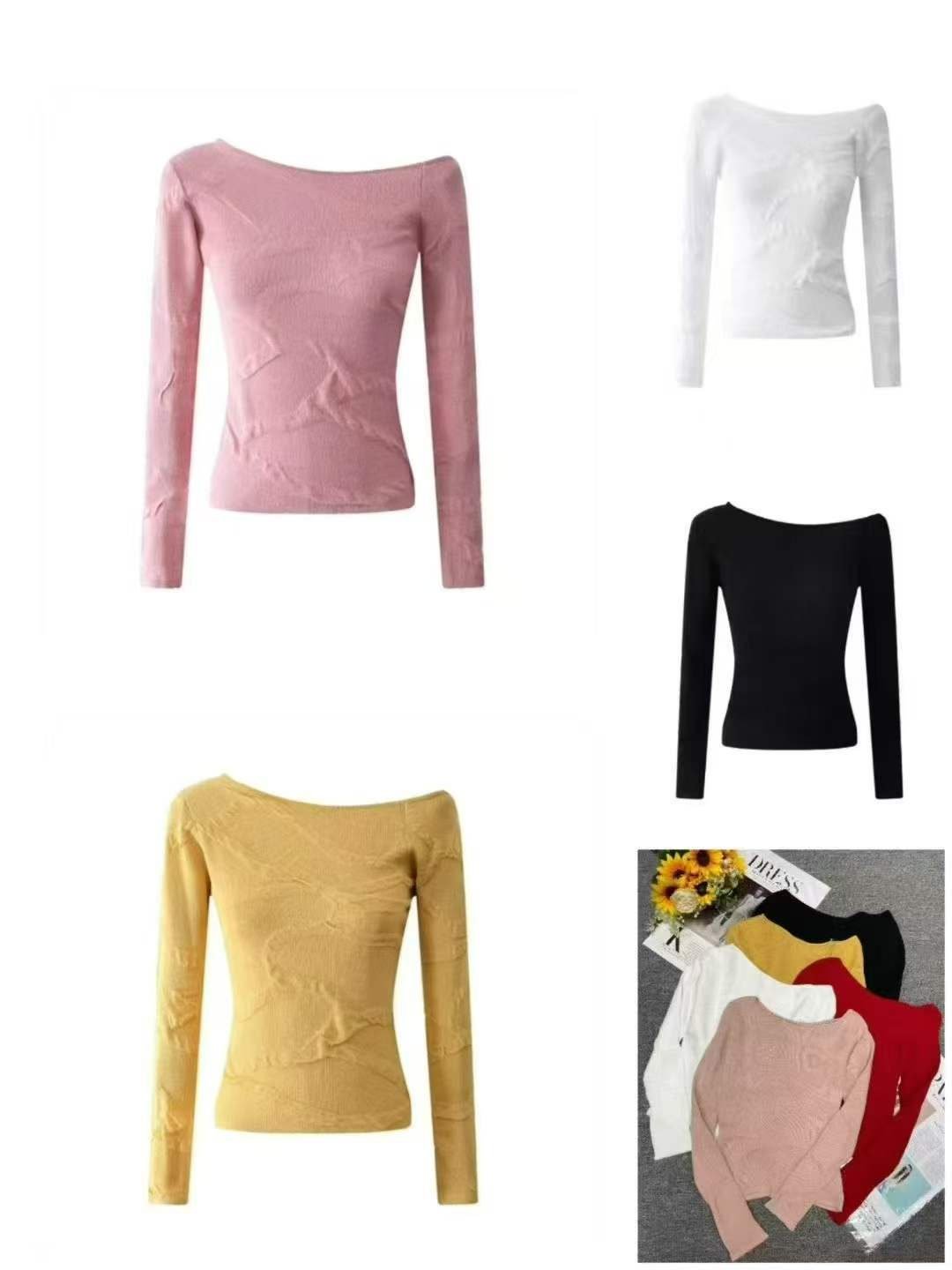 Bulk Stock Clearance: 685PCS Early Autumn Elegant Slant Shoulder Long Sleeve Core Yarn Pullover Sweaters (One Size, Soft Stretchy, Individually Packed) | Wholesale Export - Image 2