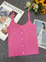 Bulk Summer French Sweet-Spicy Raspberry Pink Knit Cardigan & Camisole Sets - Original Stock, ~60pcs, Tagged & Individually Packed, One Size, All-Clear 5.4 CNY - Image 9