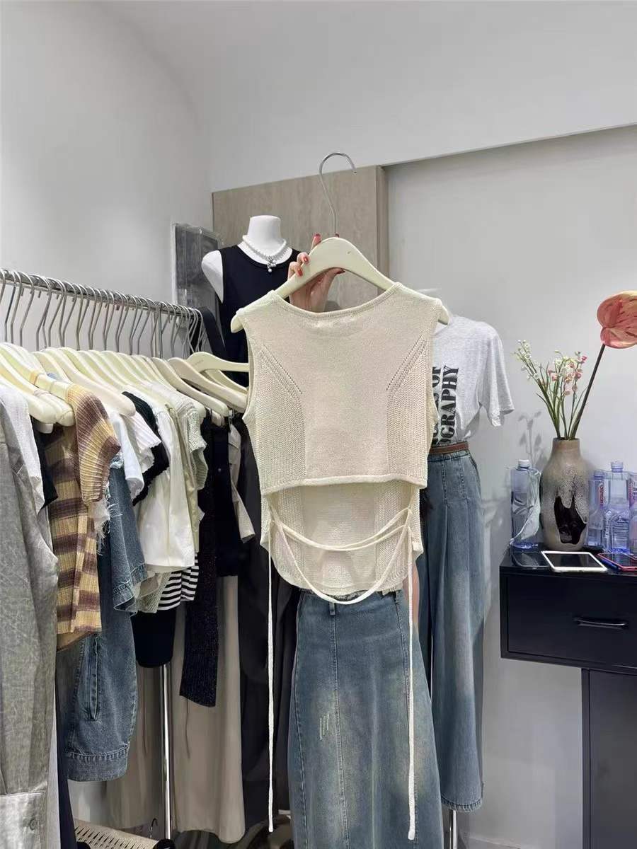 300 Pcs High-Quality French Sweet-Spicy Style Strappy Ice Silk Knit Tops | Brand Overstock | One Size, Tagged & Individually Packed | Bulk Stock Lot Wholesale - Image 2