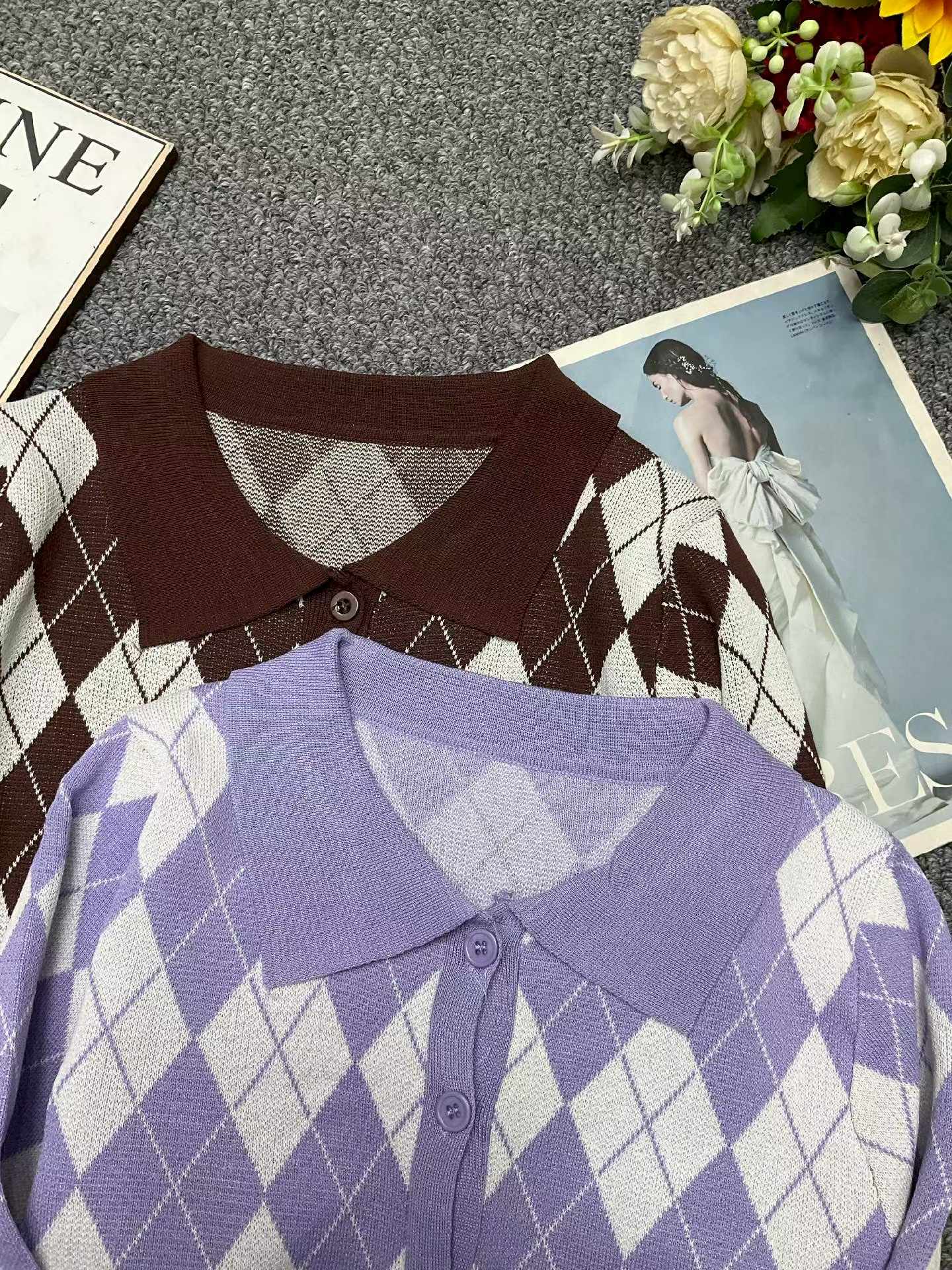 Spring Blogger Style Quilted Chanel-Inspired Knit Cardigans | 140pcs Bulk Stock Lot, Individually Packed, One Size | Wholesale Export CNY7.4/Piece - Image 2