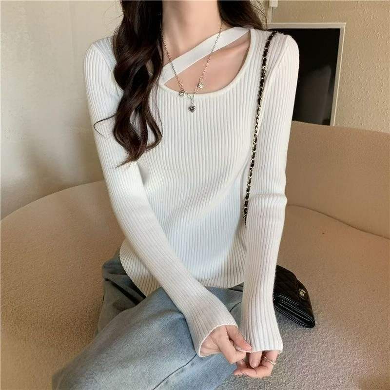 4800PCS Spring & Autumn Niche Irregular Slim-Fit Ribbed Core Yarn Pullover Sweaters | Chinese Clothing Stock Lots, Bulk Wholesale Export - Image 2