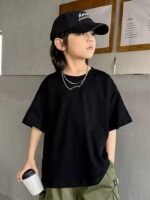 Wholesale Stock Lot Summer 220GSM Cotton Loose T-Shirts for Big Kids (Sizes 110-150), ~100pcs Individually Packed, 5.4 CNY/PC - Image 3