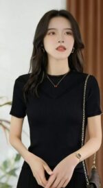 208 Pieces Stock Lot: Summer Lace Patchwork Elastic Slim-Fit Short Sleeve Knit Tops - One Size, Individually Packaged | CNY 6.4/PC Full Take - Image 5