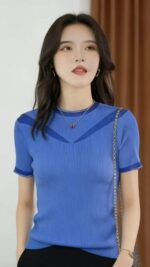 208 Pieces Stock Lot: Summer Lace Patchwork Elastic Slim-Fit Short Sleeve Knit Tops - One Size, Individually Packaged | CNY 6.4/PC Full Take - Image 4