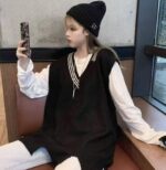 Fall & Winter Plus Size Hong Kong-Inspired Lazy Style Knit Vest Sweaters | 1800PCS Bulk Stock Lot, 5.4 CNY Each | Wholesale Export - Image 5