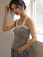 Summer New Design Color Block Stretch Knit Camisoles | 230 Pieces Stock Lot, Individually Packed, One Size, 5.4 CNY Each - Wholesale Export - Image 5