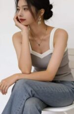 Summer New Design Color Block Stretch Knit Camisoles | 230 Pieces Stock Lot, Individually Packed, One Size, 5.4 CNY Each - Wholesale Export - Image 2