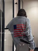 Spring New Loose Trendy Crew Neck Cutout Long Sleeve Knit Tops - 458 Pcs, 3 Colors (Mainly Grey, Few White), One Size, Soft Stretch Fabric | 7.4 CNY/Pc | Bulk Clothing Wholesale - Image 5