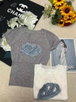 Bulk Stock Lot 180pcs Summer American Hot Girl Style Denim Patch Embroidered Ice Silk Knit Tops | Wholesale Export 6.4 CNY/PC - Image 8