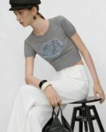 Bulk Stock Lot 180pcs Summer American Hot Girl Style Denim Patch Embroidered Ice Silk Knit Tops | Wholesale Export 6.4 CNY/PC - Image 3