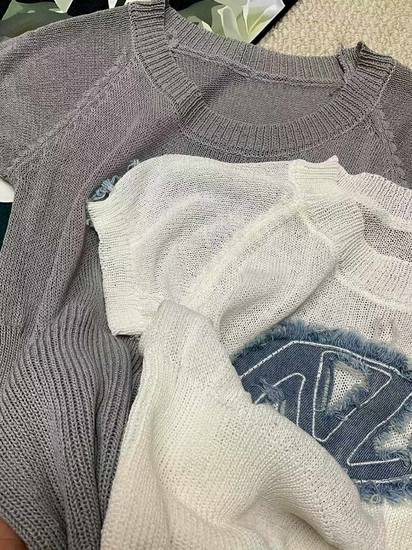 Bulk Stock Lot 180pcs Summer American Hot Girl Style Denim Patch Embroidered Ice Silk Knit Tops | Wholesale Export 6.4 CNY/PC - Image 2