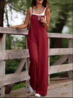 Wholesale Faux Cupro Wide-Leg Jumpsuits - Chinese Stock Clothing, Sizes S to 2XL, 2800 Pcs, CNY7.3/Pc - Image 9