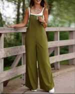 Wholesale Faux Cupro Wide-Leg Jumpsuits - Chinese Stock Clothing, Sizes S to 2XL, 2800 Pcs, CNY7.3/Pc - Image 8