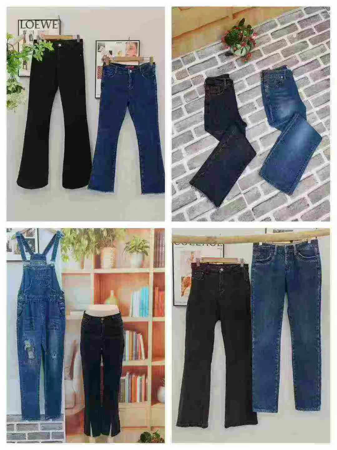 Bulk Women's Washed Flare Jeans Stock Lot - 15980 Pcs, S-2XL, CNY 3.49/Piece, Refurbished Clearance for Wholesale Export - Image 2
