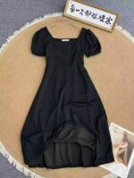 158pcs Hepburn-Inspired Black French Square Neck Puff Sleeve Dresses (S-XXL) | Wholesale Stock Lot - Image 9