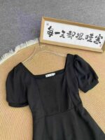 158pcs Hepburn-Inspired Black French Square Neck Puff Sleeve Dresses (S-XXL) | Wholesale Stock Lot - Image 8