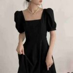 158pcs Hepburn-Inspired Black French Square Neck Puff Sleeve Dresses (S-XXL) | Wholesale Stock Lot - Image 6