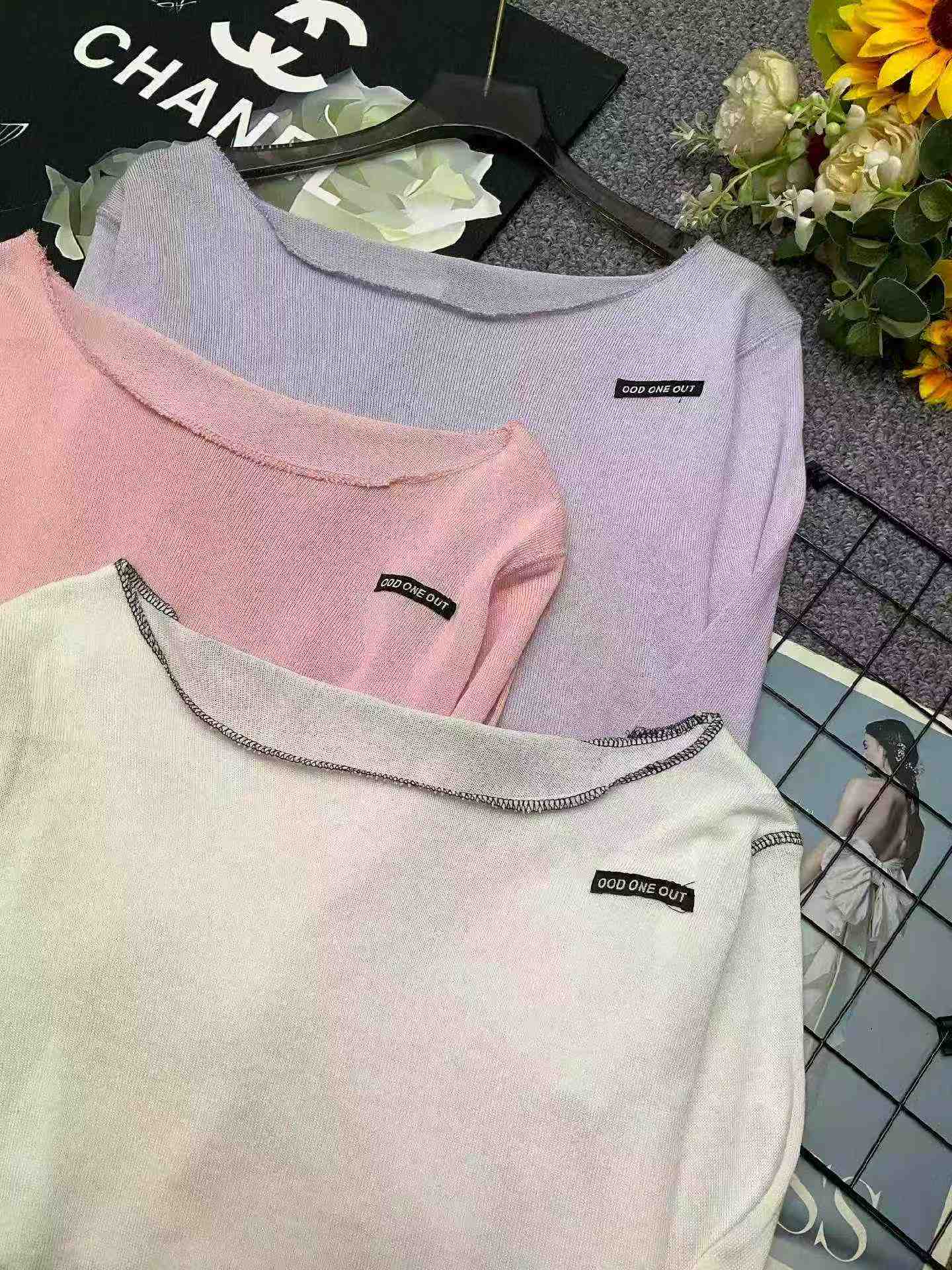 776pcs Spring & Summer Off-Shoulder Sheer Knit Long Sleeve Tops | One Size, Soft Stretch Fabric, Individually Packed | Bulk Stock Lot Wholesale (4.4 CNY/PC) - Image 2